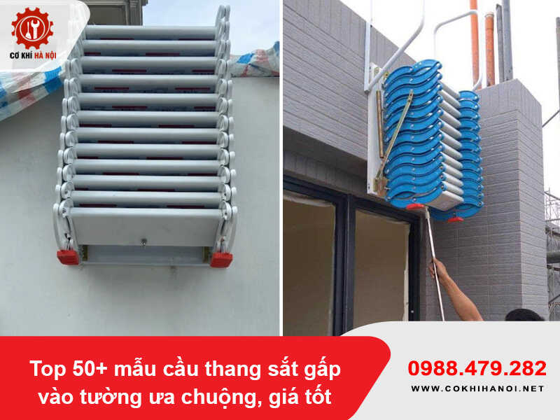 Top 50+ mẫu cầu thang sắt gấp vào tường ưa chuộng, giá tốt