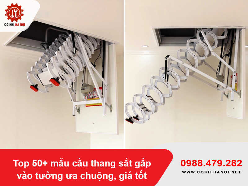 Top 50+ mẫu cầu thang sắt gấp vào tường ưa chuộng, giá tốt