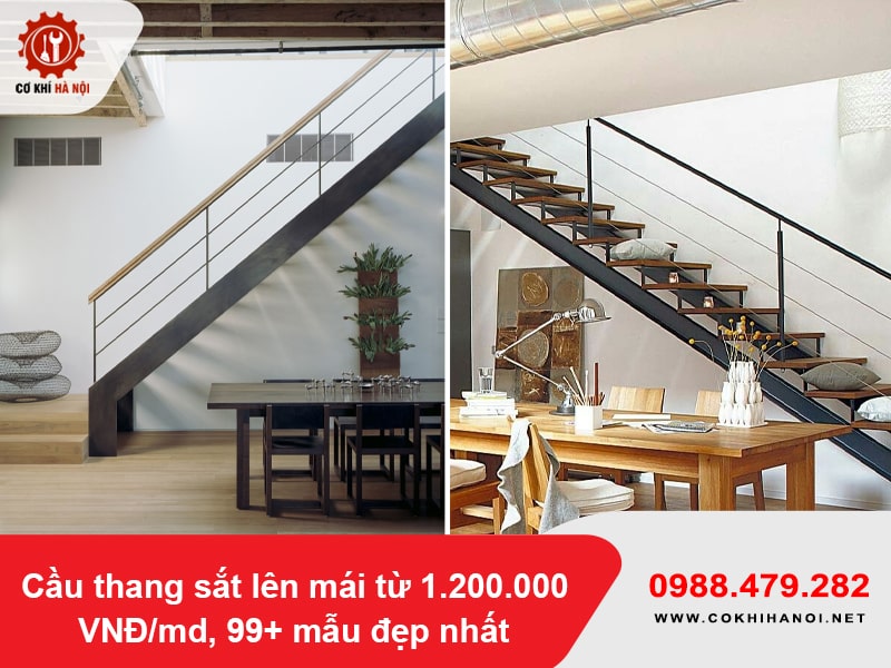 Cầu thang sắt lên mái từ 1.200.000 VNĐ/md, 99+ mẫu đẹp nhất