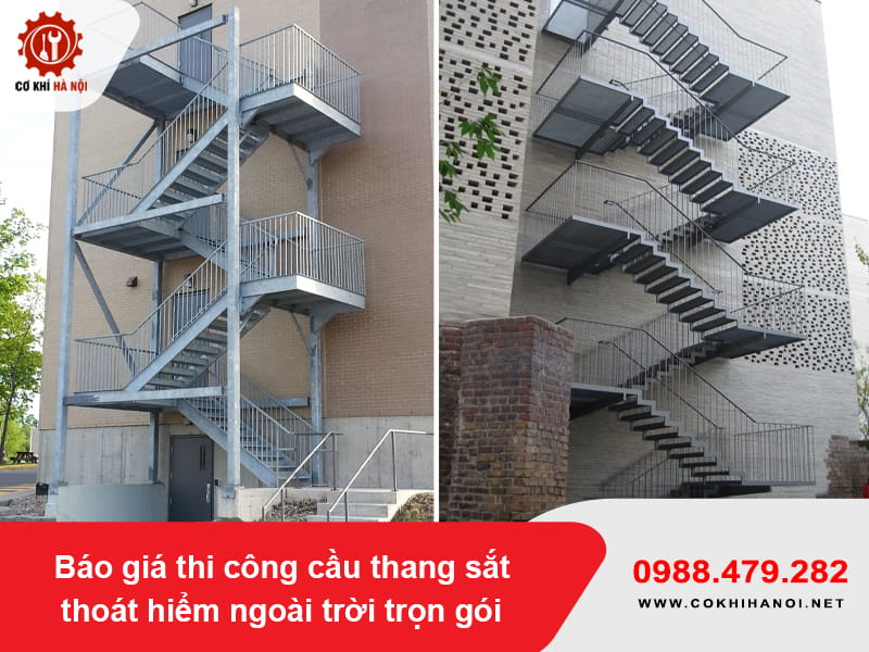 Báo giá thi công cầu thang sắt thoát hiểm ngoài trời trọn gói