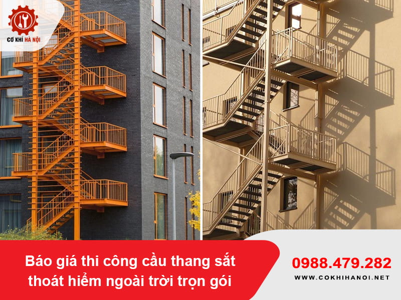 Báo giá thi công cầu thang sắt thoát hiểm ngoài trời trọn gói