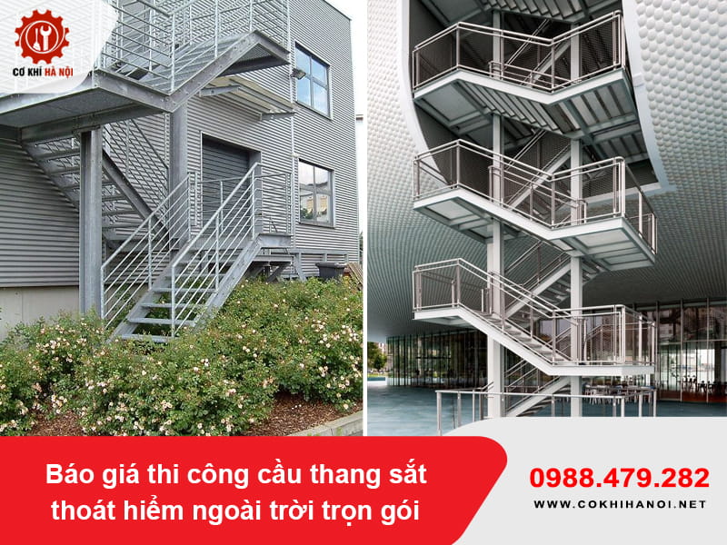 Báo giá thi công cầu thang sắt thoát hiểm ngoài trời trọn gói