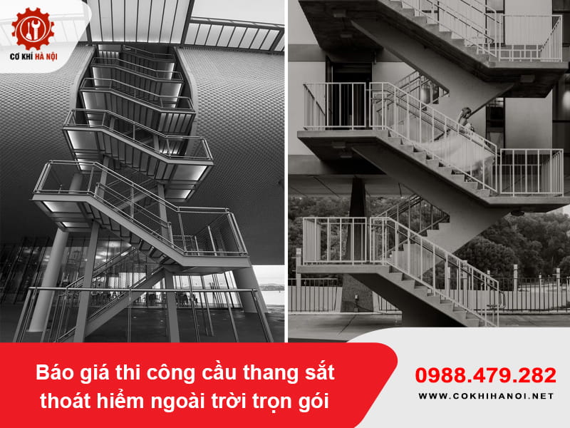 Báo giá thi công cầu thang sắt thoát hiểm ngoài trời trọn gói