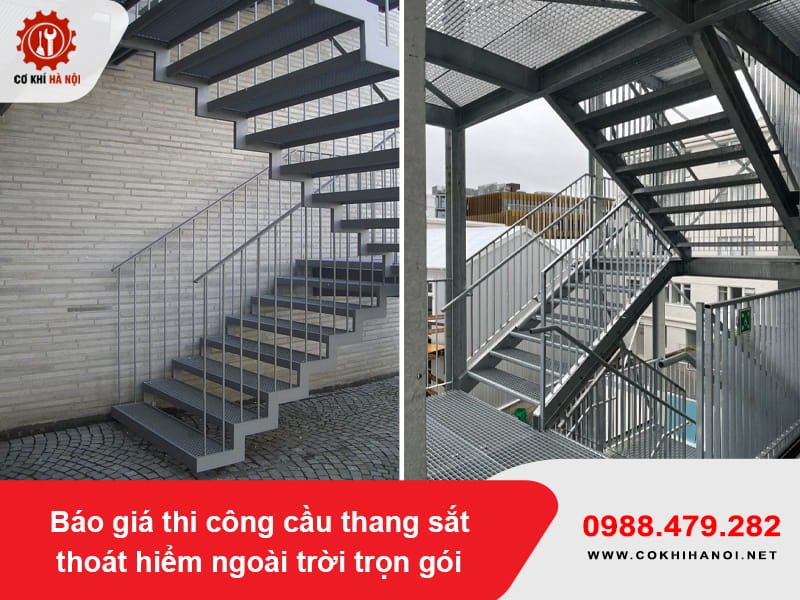 Báo giá thi công cầu thang sắt thoát hiểm ngoài trời trọn gói