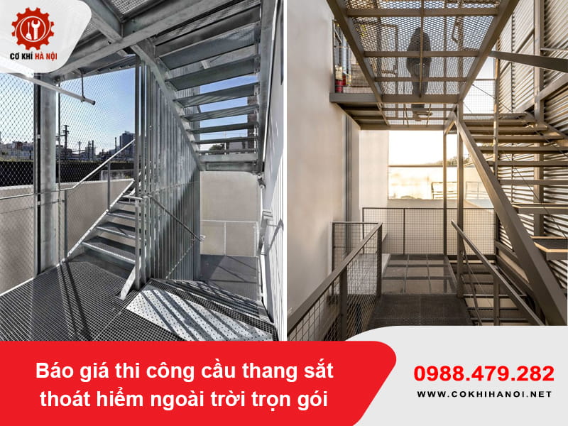 Báo giá thi công cầu thang sắt thoát hiểm ngoài trời trọn gói