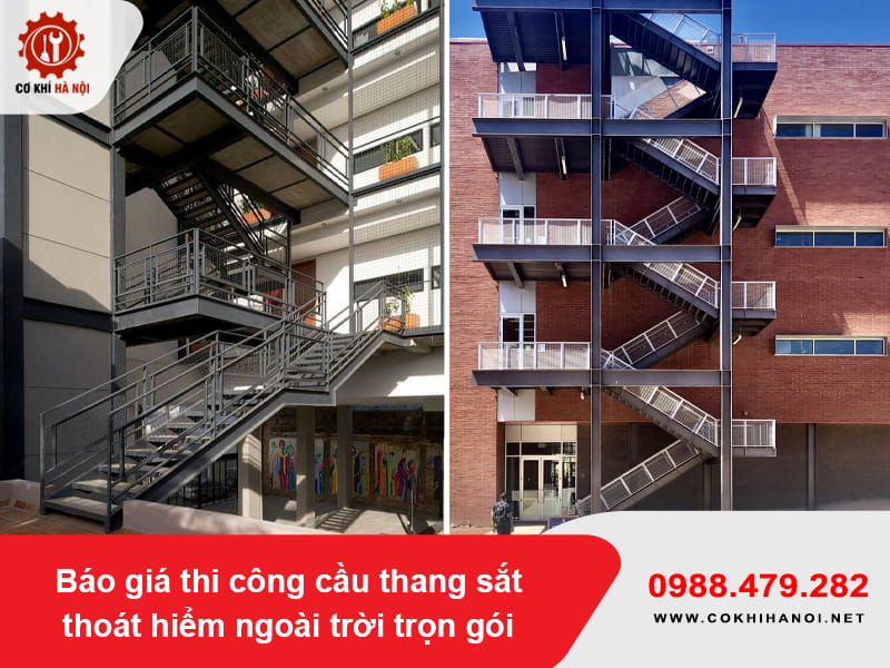 Báo giá thi công cầu thang sắt thoát hiểm ngoài trời trọn gói