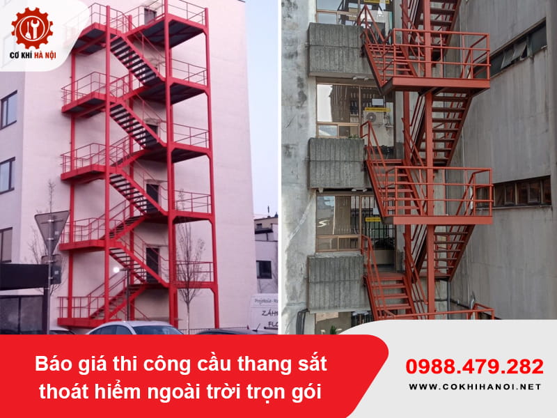 Báo giá thi công cầu thang sắt thoát hiểm ngoài trời trọn gói