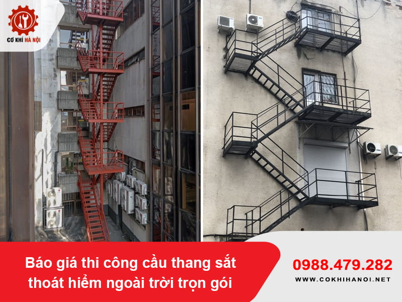 Báo giá thi công cầu thang sắt thoát hiểm ngoài trời trọn gói
