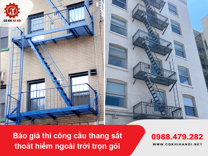 Báo giá thi công cầu thang sắt thoát hiểm ngoài trời trọn gói