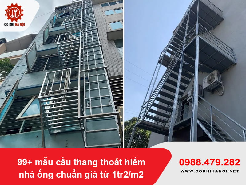 99+ mẫu cầu thang thoát hiểm nhà ống chuẩn giá từ 1tr2/m2