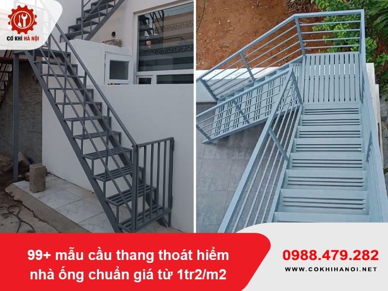 99+ mẫu cầu thang thoát hiểm nhà ống chuẩn giá từ 1tr2/m2