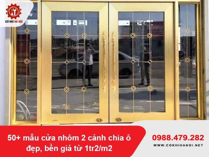 50+ mẫu cửa nhôm 2 cánh chia ô đẹp, bền giá từ 1tr2/m2