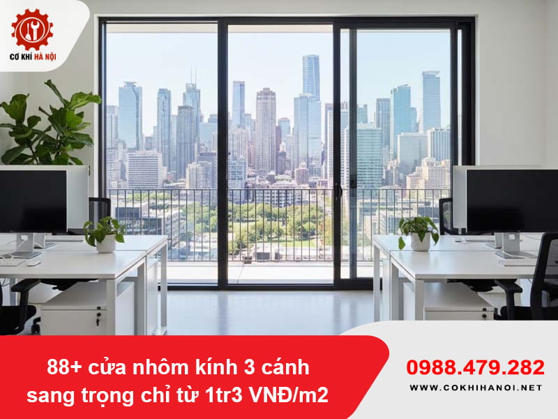 88+ cửa nhôm kính 3 cánh sang trọng chỉ từ 1tr3 VNĐ/m2