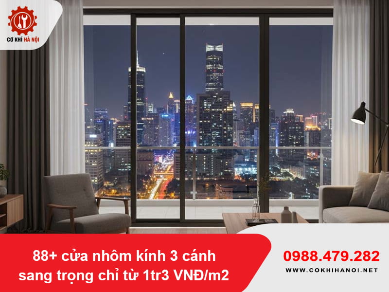 88+ cửa nhôm kính 3 cánh sang trọng chỉ từ 1tr3 VNĐ/m2
