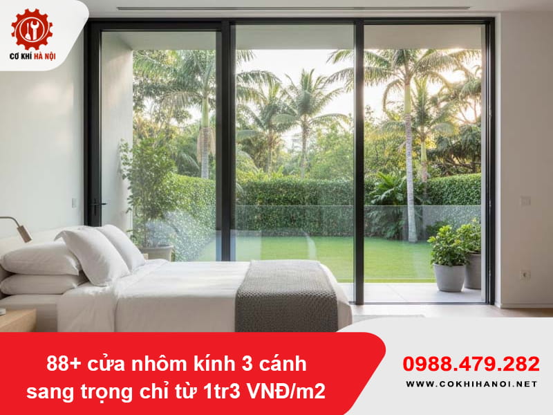88+ cửa nhôm kính 3 cánh sang trọng chỉ từ 1tr3 VNĐ/m2
