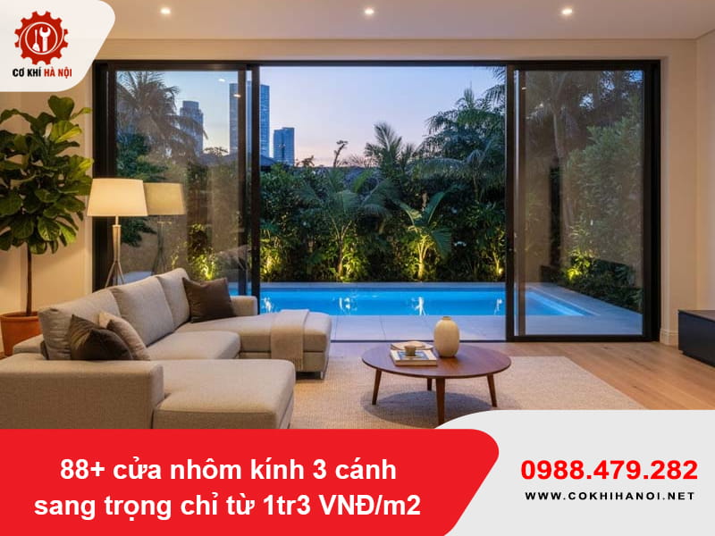 88+ cửa nhôm kính 3 cánh sang trọng chỉ từ 1tr3 VNĐ/m2