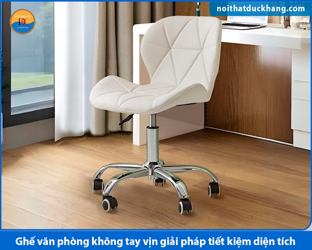 Ghế văn phòng không tay vịn giải pháp tiết kiệm diện tích