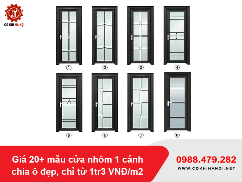 Giá 20+ mẫu cửa nhôm 1 cánh chia ô đẹp, chỉ từ 1tr3 VNĐ/m2