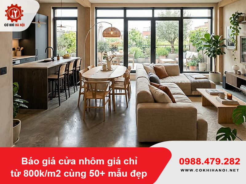 Báo giá cửa nhôm giá chỉ từ 800k/m2 cùng 50+ mẫu đẹp 2026