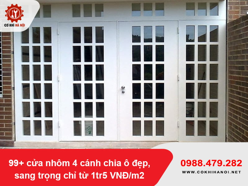 99+ cửa nhôm 4 cánh chia ô đẹp, sang trọng chỉ từ 1tr5 VNĐ/m2