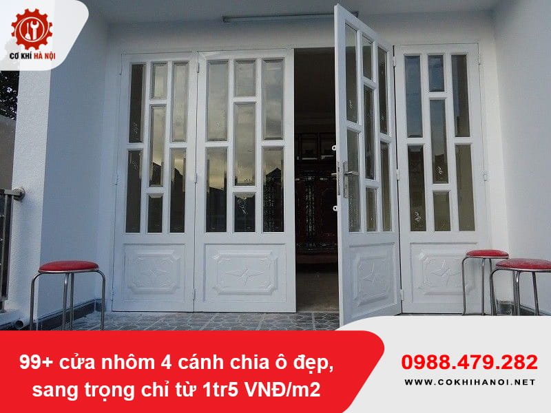 99+ cửa nhôm 4 cánh chia ô đẹp, sang trọng chỉ từ 1tr5 VNĐ/m2