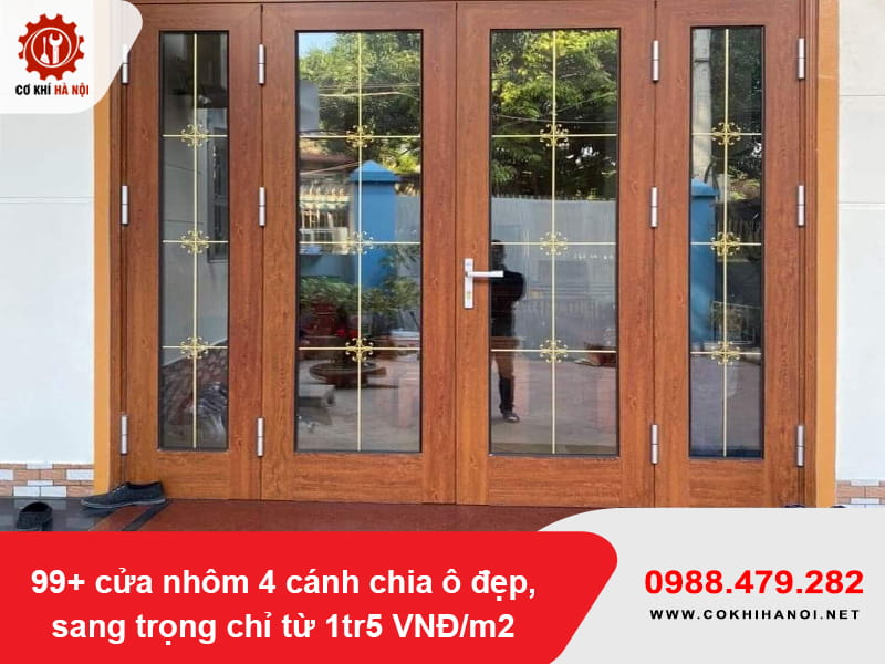 99+ cửa nhôm 4 cánh chia ô đẹp, sang trọng chỉ từ 1tr5 VNĐ/m2