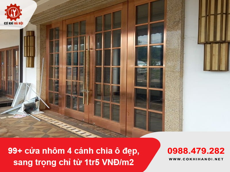 99+ cửa nhôm 4 cánh chia ô đẹp, sang trọng chỉ từ 1tr5 VNĐ/m2