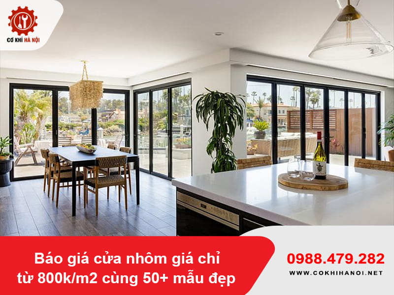 Báo giá cửa nhôm giá chỉ từ 800k/m2 cùng 50+ mẫu đẹp 2026