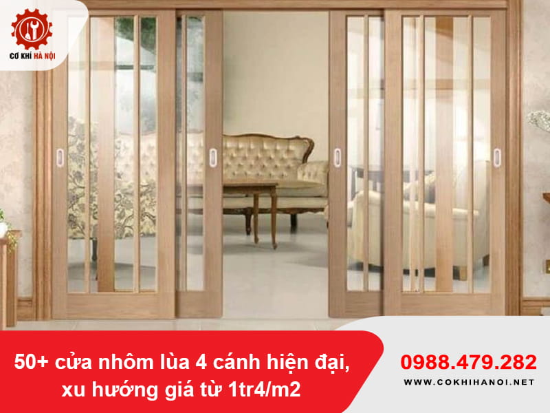 50+ cửa nhôm lùa 4 cánh hiện đại, xu hướng giá từ 1tr4/m2