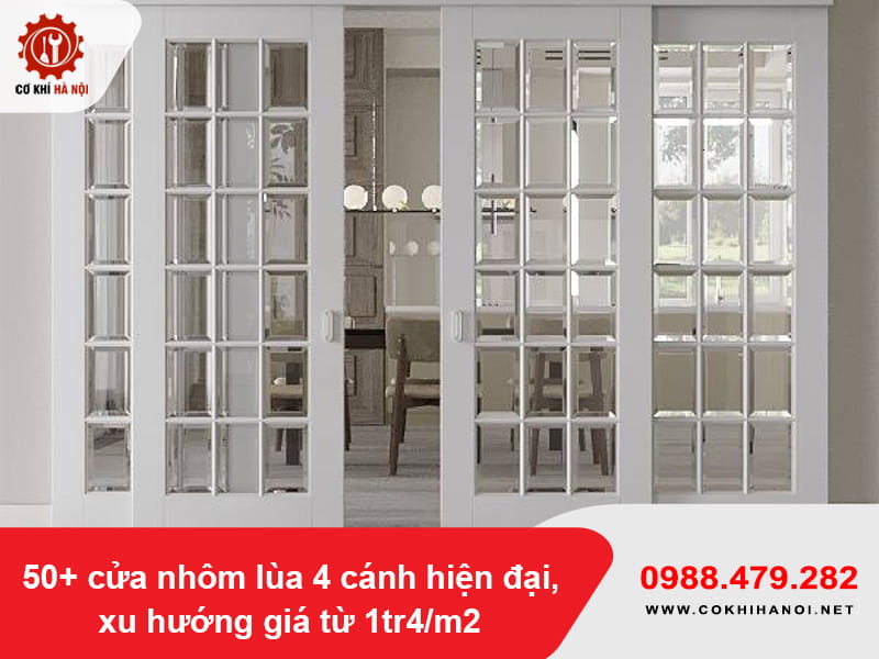 50+ cửa nhôm lùa 4 cánh hiện đại, xu hướng giá từ 1tr4/m2