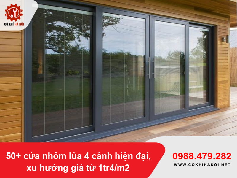 50+ cửa nhôm lùa 4 cánh hiện đại, xu hướng giá từ 1tr4/m2