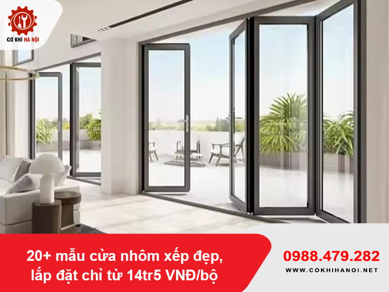 20+ mẫu cửa nhôm xếp đẹp, lắp đặt chỉ từ 14tr5 VNĐ/bộ