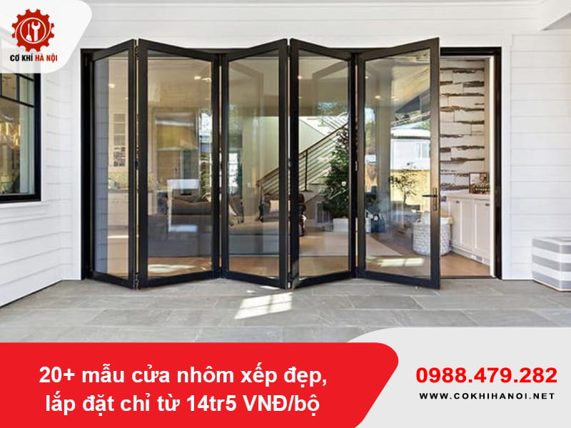 20+ mẫu cửa nhôm xếp đẹp, lắp đặt chỉ từ 14tr5 VNĐ/bộ