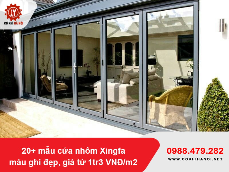 20+ mẫu cửa nhôm Xingfa màu ghi đẹp, giá từ 1tr3 VNĐ/m2