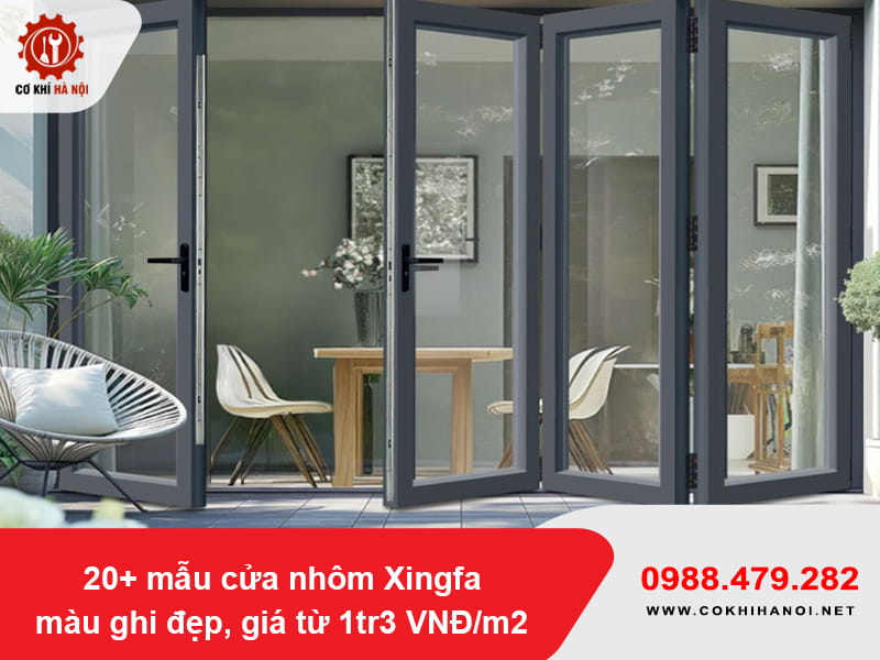 20+ mẫu cửa nhôm Xingfa màu ghi đẹp, giá từ 1tr3 VNĐ/m2