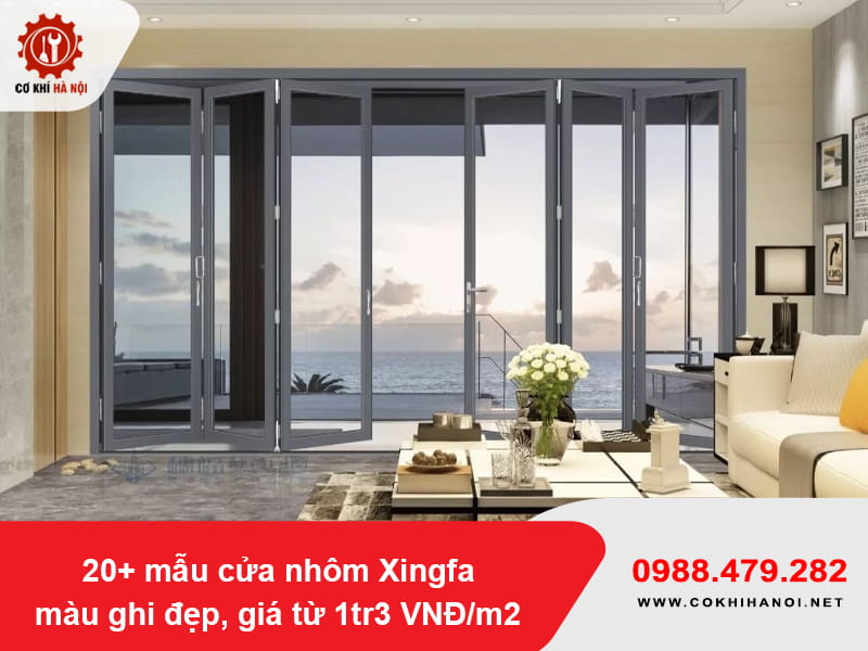 20+ mẫu cửa nhôm Xingfa màu ghi đẹp, giá từ 1tr3 VNĐ/m2