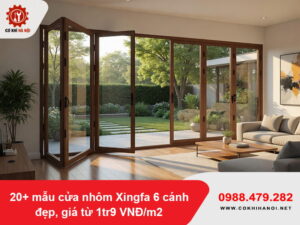 20+ mẫu cửa nhôm Xingfa 6 cánh đẹp, giá từ 1tr9 VNĐ/m2