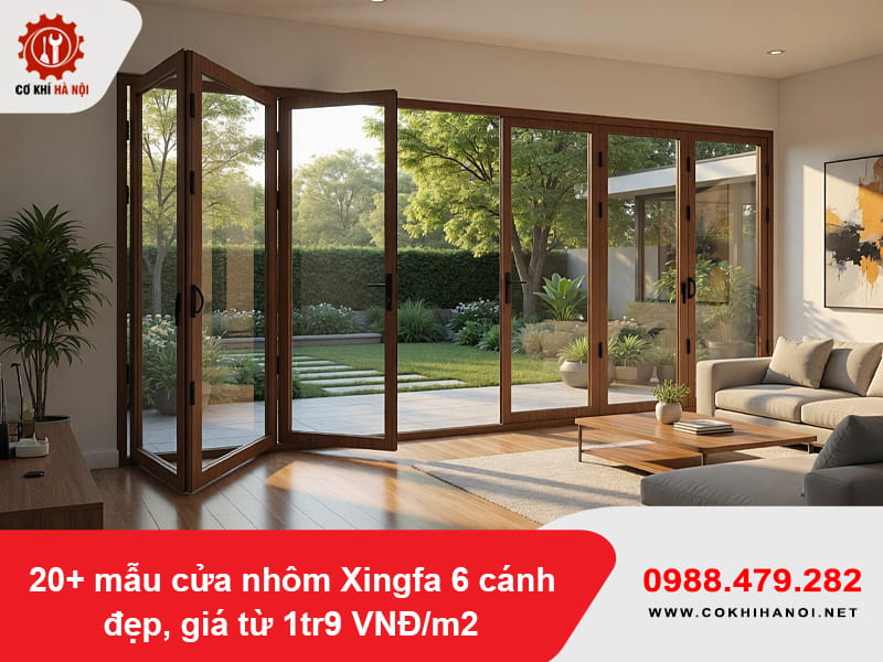 20+ mẫu cửa nhôm Xingfa 6 cánh đẹp, giá từ 1tr9 VNĐ/m2