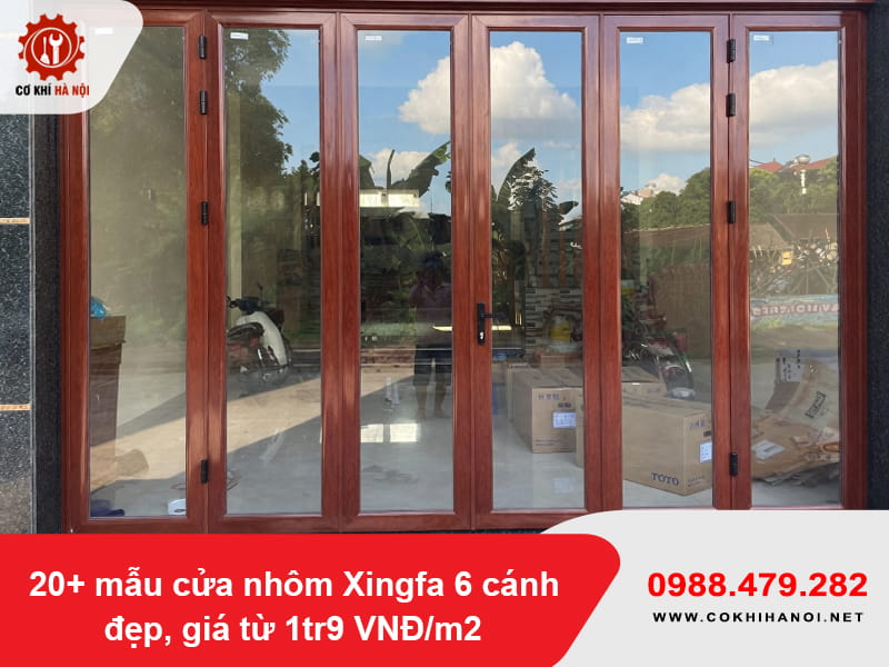 20+ mẫu cửa nhôm Xingfa 6 cánh đẹp, giá từ 1tr9 VNĐ/m2